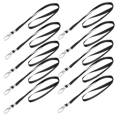 - 10Pcs ID Name Badge Holder Metal Swivel Clip Neck Strap Lanyard Black