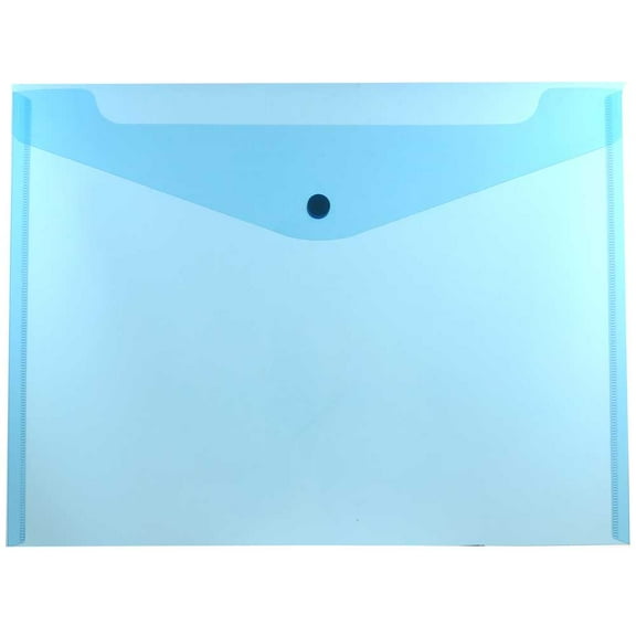JAM Paper Plastic Snap Envelopes, 9.8x13, 12/Pack, Blue