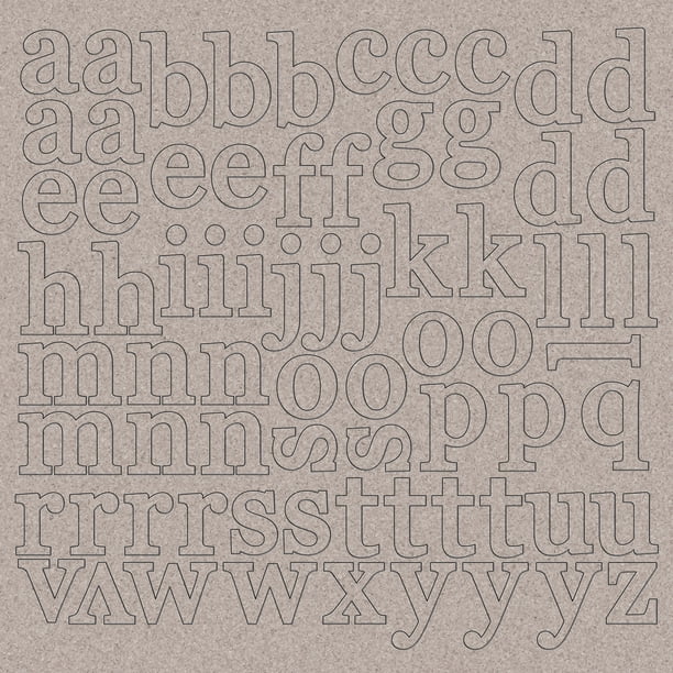 Chipboard Alphabet, 12" x 12", 1" Lowercase Letters