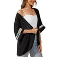 thumbnail image 3 of Uvplove women's Swimsuit Cover Up Shirt Lightweght Puff Sleeve Cardigan Chiffon Blouse Top,Black,S, 3 of 8