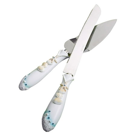  Beach  Theme  Wedding  Knife  Cake  Server  Set  2 13 long 