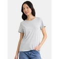 thumbnail image 7 of Time and Tru Women's Crewneck Tee with Short Sleeves, 2-Pack, Size XS-XXXL, 7 of 7