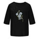 thumbnail image 4 of Blusas de Manga Corta para las Mujeres Impreso Cuello Redondo Camiseta, Top de Algodón de Imitación Casual para el Hogar Y Diario, 4 of 4