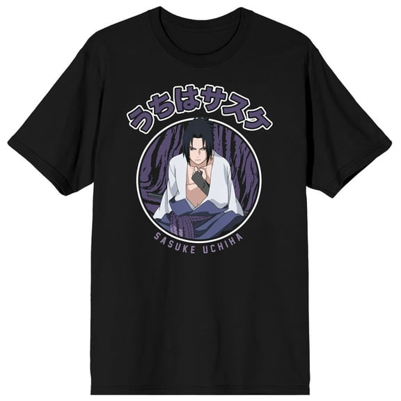 Naruto Shippuden Sasuke Uchiha Men's Black T-shirt-Medium