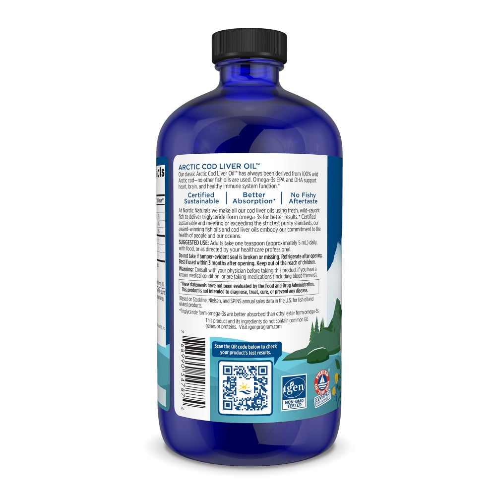 Nordic Naturals Arctic Cod Liver Oil Liquid 1060 Mg, Orange, Fish Oil 16 Oz