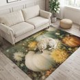 thumbnail image 2 of Area Rugs 3'x5', Teal White Pumpkins Fall Carpet Runner Indoor Outdoor Rugs Home Decor Aesthetic, Thanksgiving Floral Vintage Non Slip Mats Washable Accent Rug for Living Room Bedroom, 2 of 8