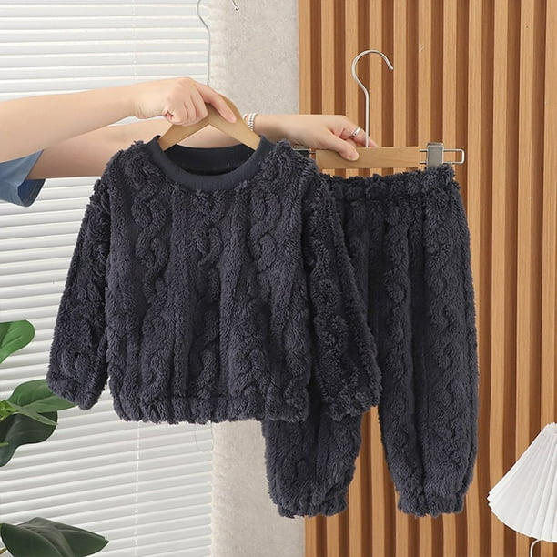 Kids Baby Girls Boys 2pcs Warm Winter Fleece Pajamas Pj Set 12M 8Y Kids Infant Fleece Loungewear Fleece Pants Set Solid Color Full Sleepwear Baby Toddler Pullover Winter Warm Home Set Walmart