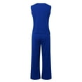 thumbnail image 6 of Prolriy Pant Suits for Women, Women's Trendy 3 Piece Set Long Sleeve Cardigan Sleeveless Top & Wide Leg Pants Business Casual Outfits for Women Blue L, 6 of 6