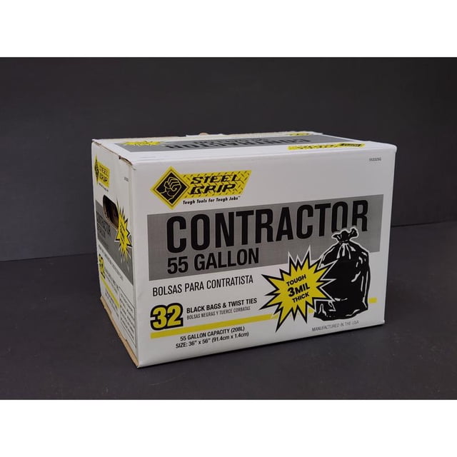 Contractor Bags Steel Grip 3 mil 208 L Twist Tire, paquete de 32