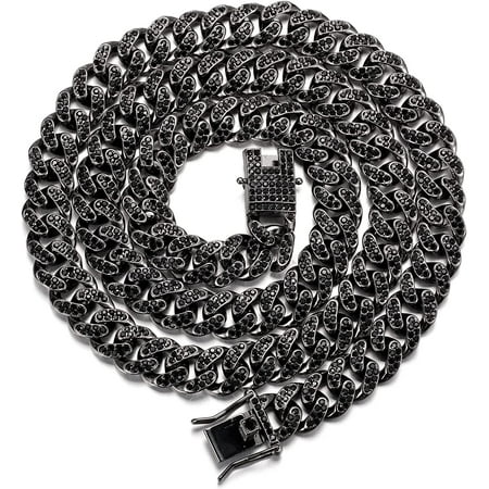 Gold Chain for Men Iced Out,14/20MM 18k Real Gold/Rose Gold/Rhodium Black Plated/Platinum White Gold Diamond Cuban Link Chain Necklace Bracelet,Lab Dimaonds Prong Set,Gift for Him