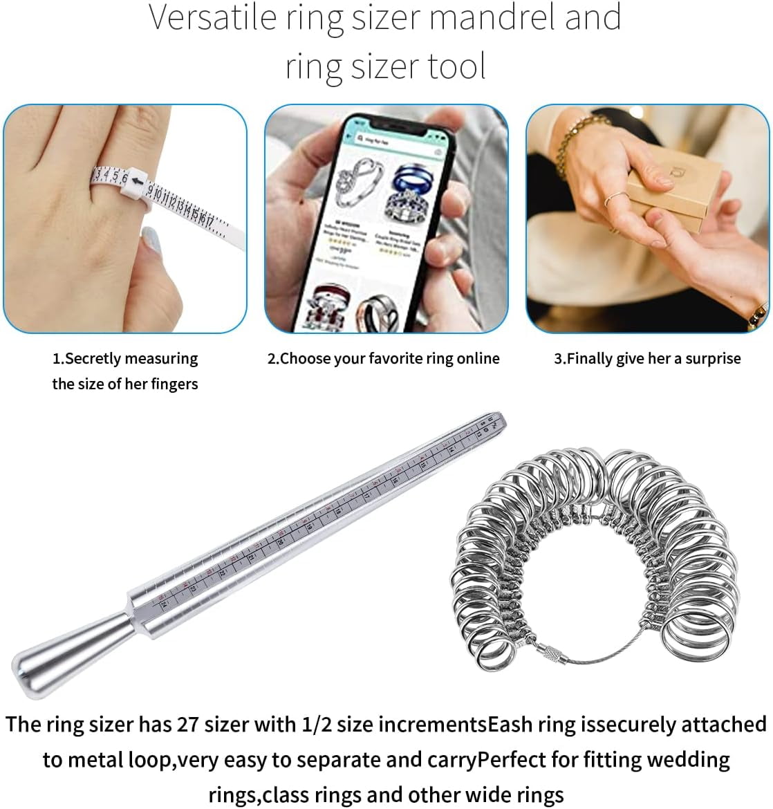 Géneric Finger Ring Metal Meter Gauge Jewelry Sizers