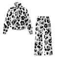 thumbnail image 5 of Xixirimido Black Gray Leopard Print Women 2 Piece Outfits Fall Fashion Airport Lounge Set Long Sleeve Sweatshirt Wide Leg Pants Travel Vacation Sweatsuits, Medium, 5 of 7