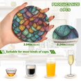 thumbnail image 2 of Yayeee 6 PCS Drink Coasters with Holder Set Woven Absorbent Round Tabletop Hot Pad, Vibrant Dragon Scales Pattern, 2 of 7