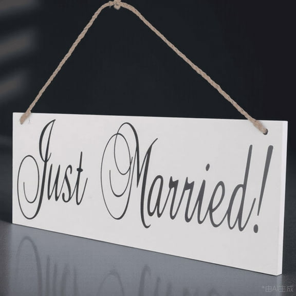 OFFIGAM Wedding Party Bunting Wood Sign Just Married with Wire Hangers Multicolor Wedding Decoration