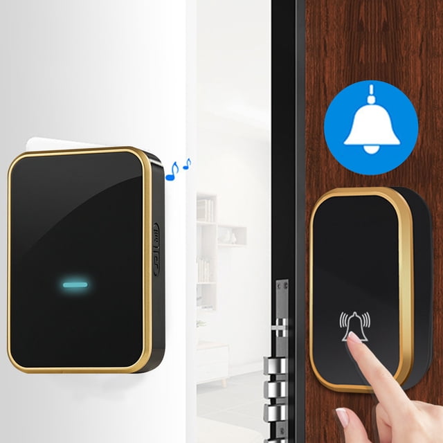 Battery-Free Wireless Doorbell Kit, Self-Generating Button with 45 Melodies, 656ft Range & LED Flash, Easy Install Plug-in Receiver