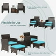 thumbnail image 5 of Costway 5PCS Patio Rattan Furniture Set Ottoman Cushion W/Cover Space Saving Turquoise, 5 of 10