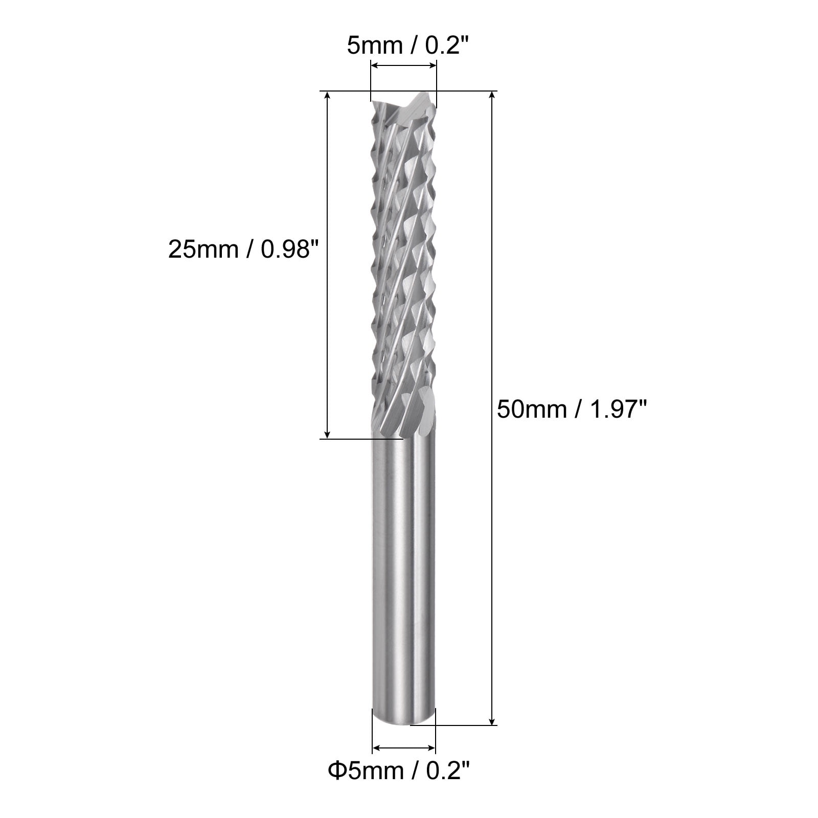 Uxcell 5mm End Mill Bits 1/5"(5mm) Straight Shank Solid Carbide CNC Router Bit Engraving Cutter Tools with Corn Blade