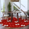 thumbnail image 5 of Red and White Bow Washable Round Area Rug 6 ft, Cute Bowknot Kawaii Style Ribbon Modern, Soft Non Slip Rugs Stain Repellent Indoor Felt Carpet for Living Dining Room Bedroom Home Office, 5 of 9