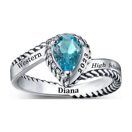 Customized Women’s High School Class Ring – Modern Collection – Fully Personalized