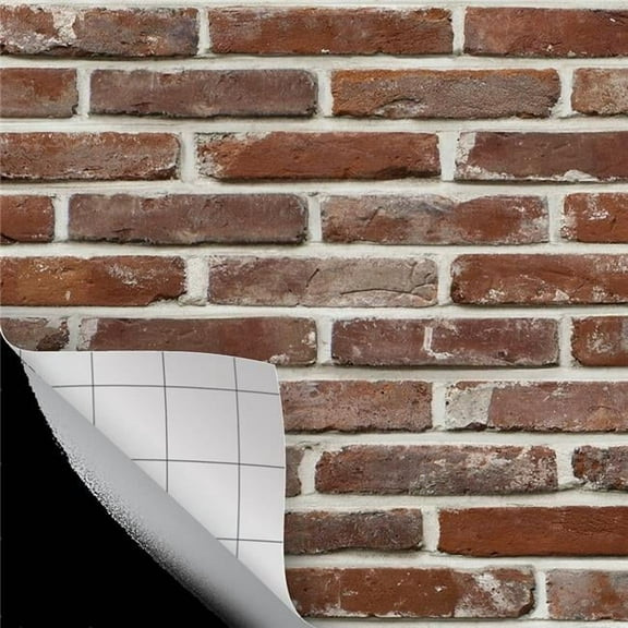 17.5 in. x 10 ft. Red Brick Peel & Stick Paper