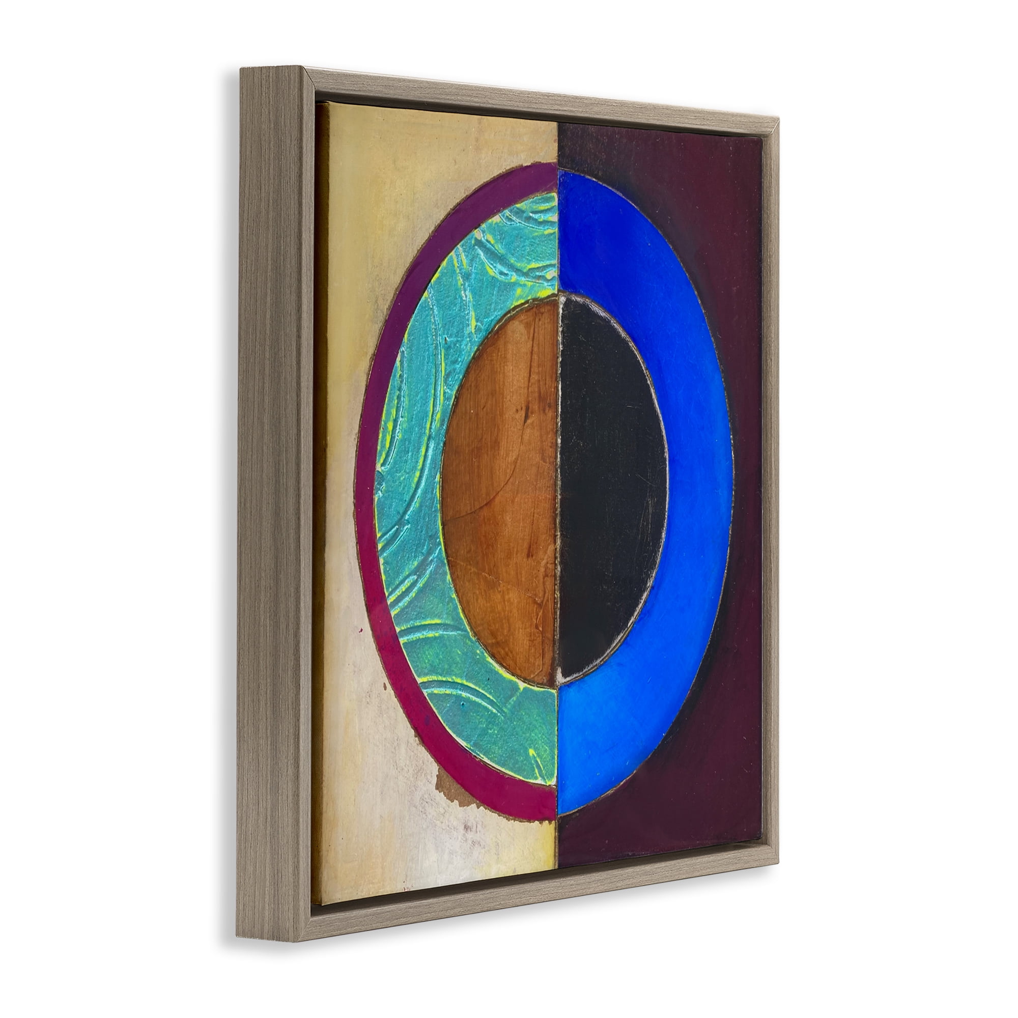 Stupell Industries Nautical Split Circle Brown Framed Floater Canvas Wall Art, design by Matthew Finger