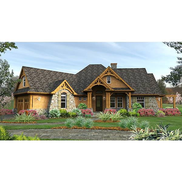 TheHouseDesigners 1895 Craftsman  Ranch House  Plan  with 