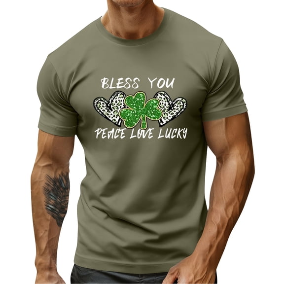 Men's St. Patrick's Day Shamrock Graphic T-Shirt Short Sleeve Crew Neck Top