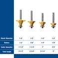 thumbnail image 4 of Madera De Carpintería Redping Router Bit Bit 4pcs aleación Fuerte Eficiente Para Carpinteros Amarillo, 4 of 7
