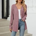 thumbnail image 2 of Ecqkame Cardigan Sweaters for Women Knit Long Sleeve Open Front Sweaters Outwear Lightweight Jacket E-Purple XXL on Clearance, 2 of 8