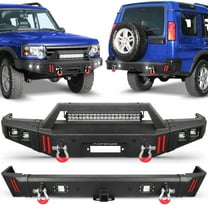 POFENZE Front and Rear Bumper Set for 1999-2004 Land Rover Discovery Series II Off Road Steel Bumper w/Winch Plate, Lights, D-rings