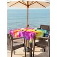 thumbnail image 4 of Square Outdoor Tablecloth With Umbrella Hole And Zipper– Abstract Ethnic Tie Dye Art Waterproof Patio Table Cover for Party, Picnic, Backyard, 60"x60" , Colorful, 4 of 8