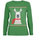 thumbnail image 1 of Ugly Christmas Sweater Big Llama Green Womens Long Sleeve T-Shirt, 1 of 1