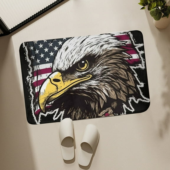 Tuvgenk Independence Day Door Mats Outdoor Non Slip Holiday Doormat Rectangular Rubber Decorative Mat 16x24 inch
