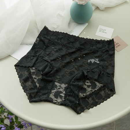 

HUPOM Girls Panties Womens Panties Briefs Leisure Tie Drop Waist Black M