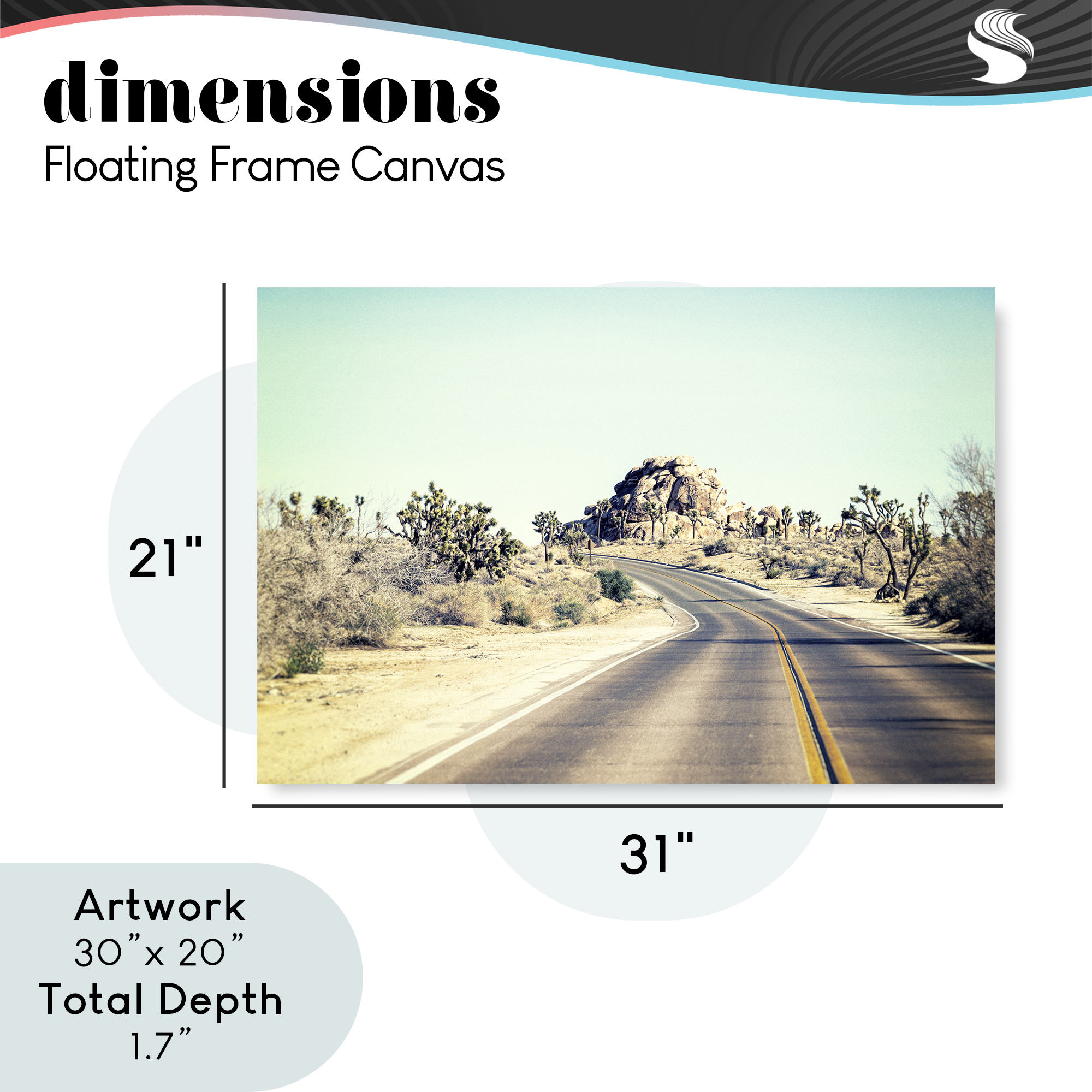 Road Trip Joshua Tree Park Gray Framed Floater Canvas Wall Art, design by Joseph S Giacalone