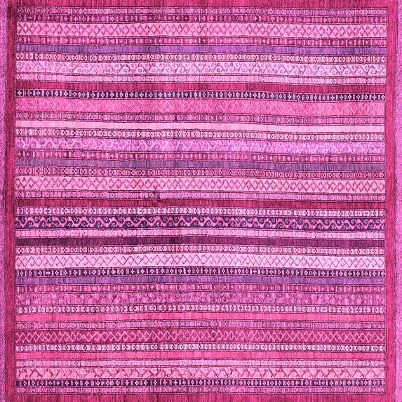 Ahgly Company Indoor Square Abstract Pink Modern Area Rugs, 7' Square