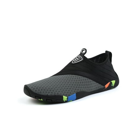 

Tenmix Womens Mens Beach Shoe Surf Water Shoes Swim Aqua Socks Slip On Barefoot Workout Lightweight Anti-Slip Flats Gray Style A 7