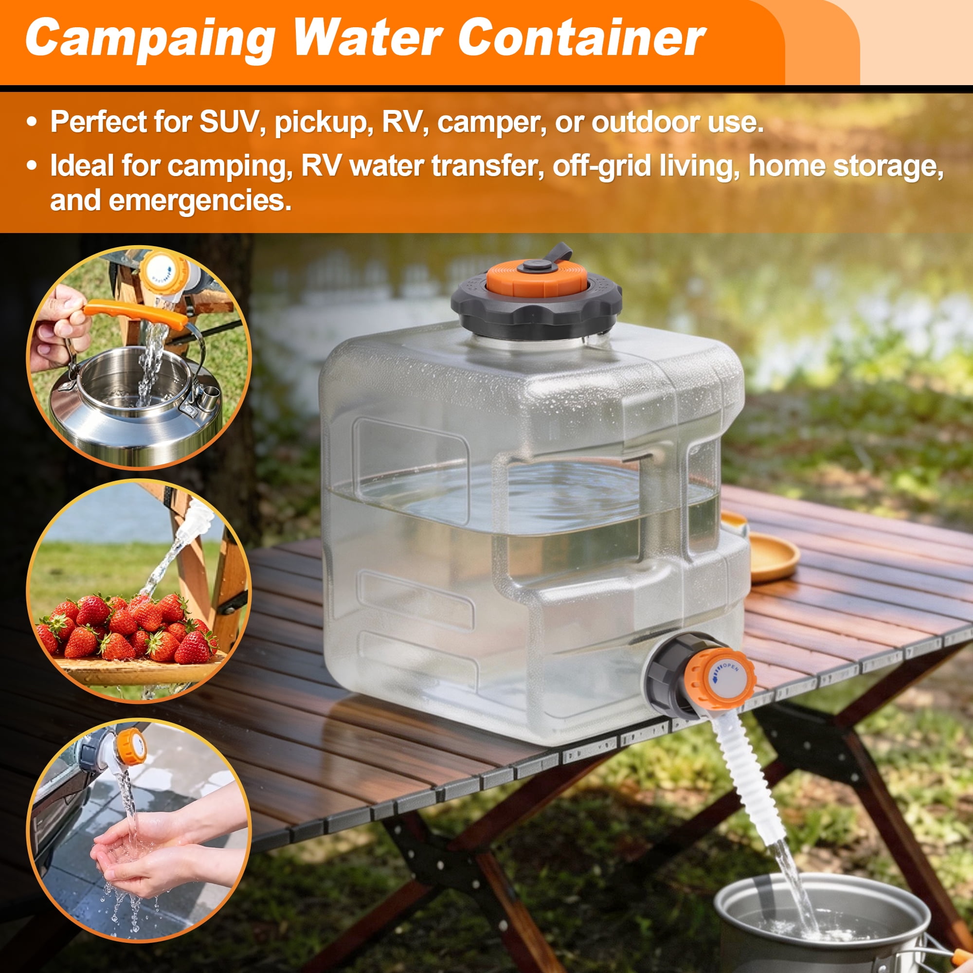 Unique Bargains Camping Water Jug Portable Bucket 3.96 gal