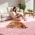 thumbnail image 5 of Sanmadrola Area Rugs for Bedroom, Fluffy Navy Blue Shaggy Soft Area Rug, Non-Slip Indoor Floor Carpet for Living Room, Kids Baby Boys Teen Dorm Home Decor Aesthetic, Nursery, 5.2x6.6 Feet Pink, 5 of 9