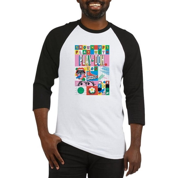 CafePress - Grown Ups Play With Play Doh Baseball Jersey - Cotton Baseball Jersey, 3/4 Raglan Sleeve Shirt