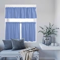 thumbnail image 6 of 3 Piece Kitchen Curtains and Valances Set Navy Blue Stripe Cafe Curtains 24 Inch Length Modern White Vertical Striped Geometric Valance & Tier Curtain for Living Room Bedroom Window 54"x18"+27"x24"*2, 6 of 6