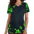 thumbnail image 2 of lcziwo Womens St. Patrick's Day Scrubs Tops Workwear V Neck Short Sleeve Print Nursing Uniform Casual Scrubs Shirts with Pockets 2025 Vacation Outfits Navy XL Lighten Sales of The Day, 2 of 6