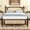 Espresso+Pine+Queen, variant on HMYG Queen Pine wooden Bed with Rattan Headboard and Footboard,with Central Enhanced Bed Platform,Espresso