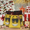 thumbnail image 6 of Cauagu Smiling With Sunglasses Print Christmas Linen Gift Bag,Christmas Goody Gift Bags with Plaid Drawstrings Xmas Presents Bags Holiday with Gift Tag Cards-Black, 6 of 8