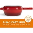thumbnail image 6 of Enameled 2-in-1 Cast Iron Multi-Cooker by Bruntmor – Heavy Duty 3 Quart Skillet and Lid Set, 6 of 7