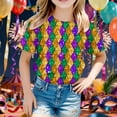 thumbnail image 2 of Ulitacool T Shirt For Boys Classic Mardi Gras Short Sleeve Tops Cartoon Prints Tee Round Neck Blouse Boy Summer Clothing 8-9 Years Multicolour, 2 of 4