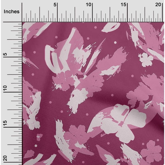 oneOone Silk Tabby Dark Magenta Fabric Florals Fabric For Sewing Printed Craft Fabric By The Yard 42 Inch Wide-0LA