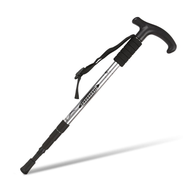 Postes de trekking Senderismo Balancines T Grip Montañismo Mochila Muleta Aleación de aluminio Anti-Shock Portátil Skiing Silver AweSitey OD003557-04
