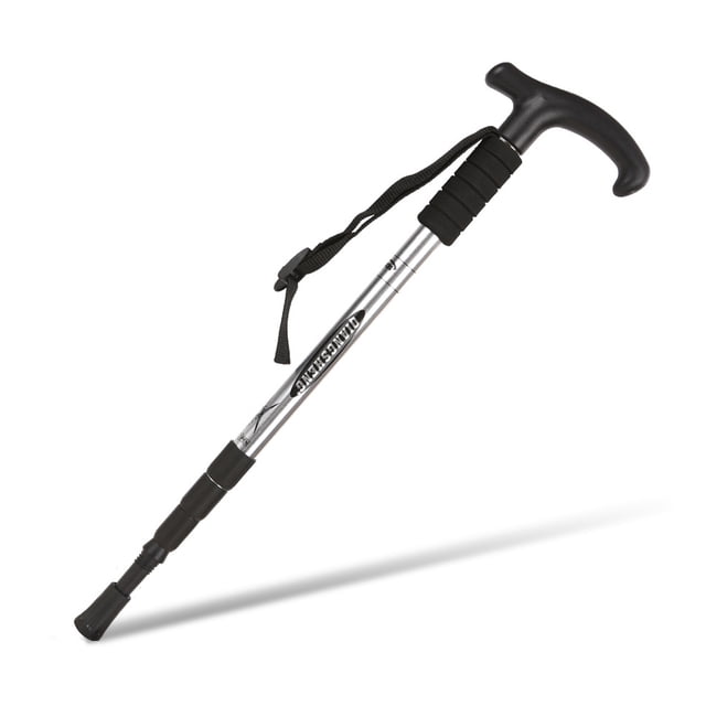 Postes de trekking Senderismo Balancines T Grip Montañismo Mochila Muleta Aleación de aluminio Anti-Shock Portátil Skiing Plata Speravity OD003557-04