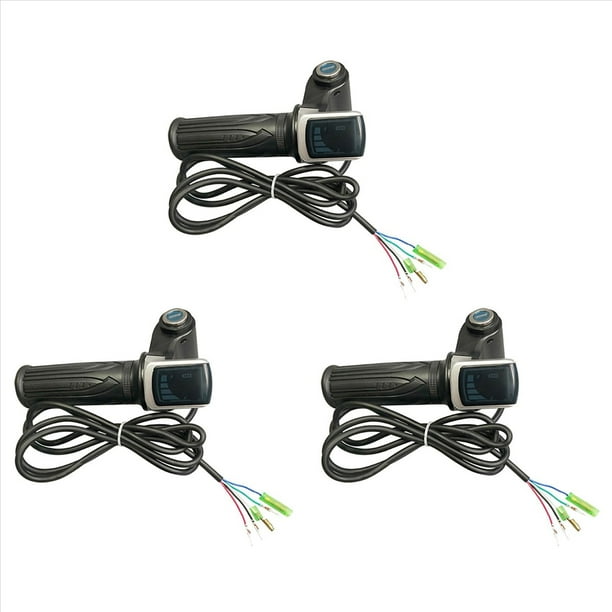 3X Acelerador de de Bicicleta para Acelerador de Bicicleta Eléctrica 48V Acelerador de Manejar de Gas Llave de Bloqueo de Pantalla LCD